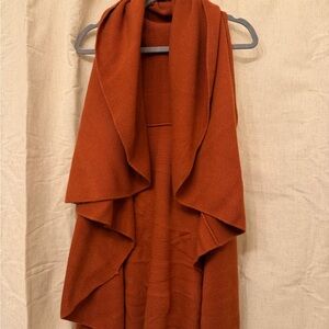 Rust Orange Waterfall Cardigan Vest